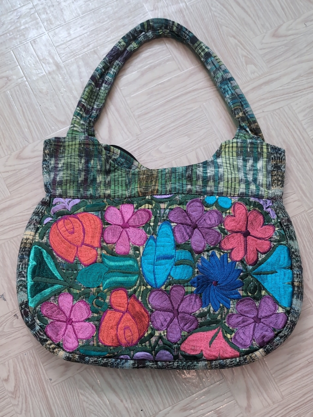 Embroidered Floral Patchwork Shoulder Bag